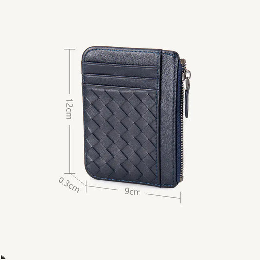 Ultra-Thin Woven Leather Card Holder for Ladies
