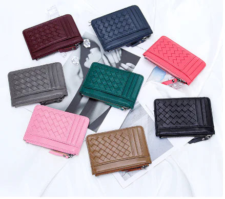 Ultra-Thin Woven Leather Card Holder for Ladies