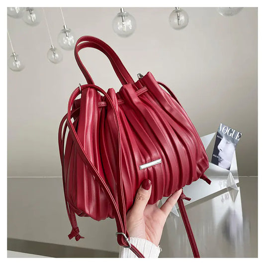 Korean Retro Pleated Cloud Handbag - Simple Casual Style