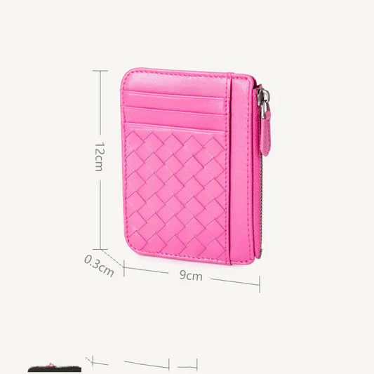 Ultra-Thin Woven Leather Card Holder for Ladies