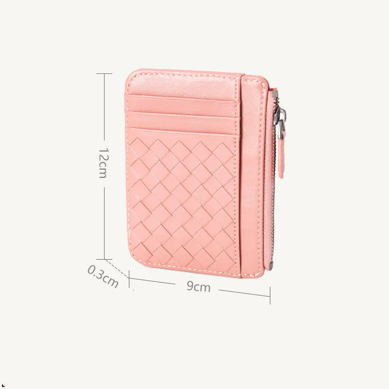 Ultra-Thin Woven Leather Card Holder for Ladies