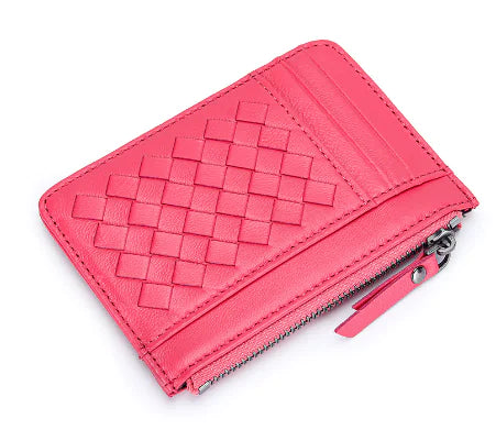 Ultra-Thin Woven Leather Card Holder for Ladies