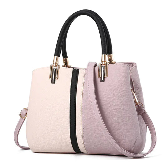 Women's Color Block Shoulder Bag - Stylish Casual Tote