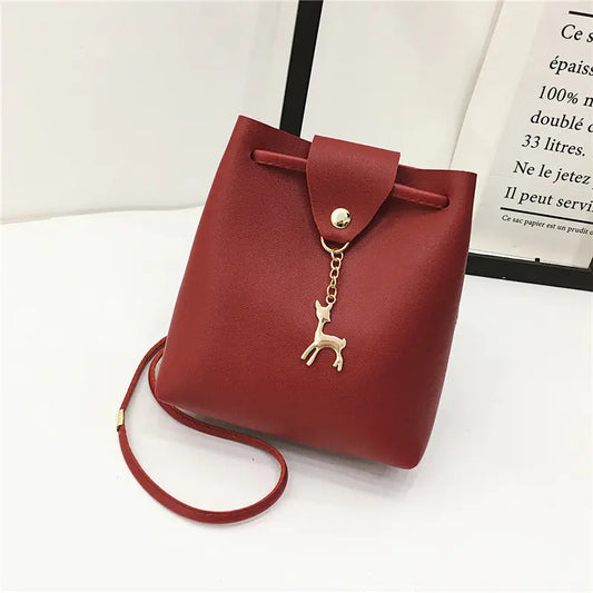 Vintage PU Bucket Bag - Trendy Shoulder Crossbody Bag