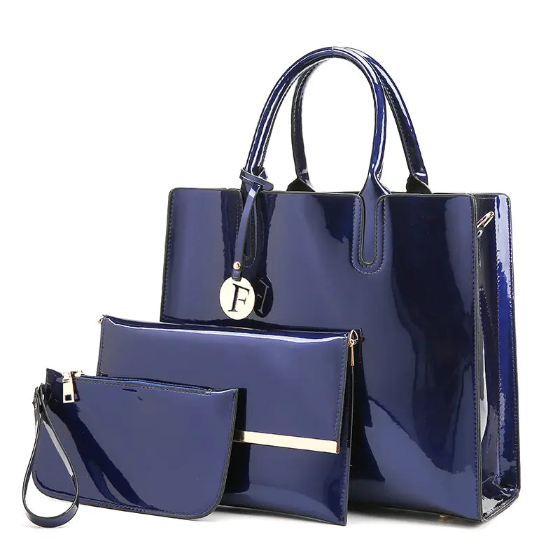 Shiny Leather Women's Mother and Child Bag Set