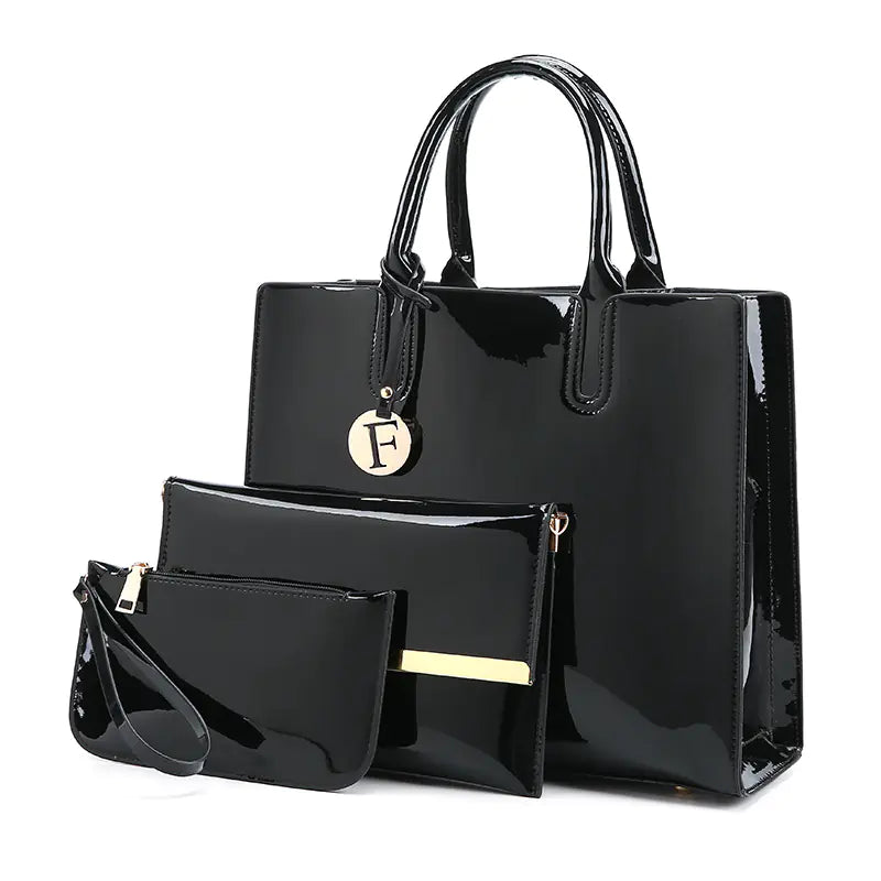 Shiny Leather Women's Mother and Child Bag Set