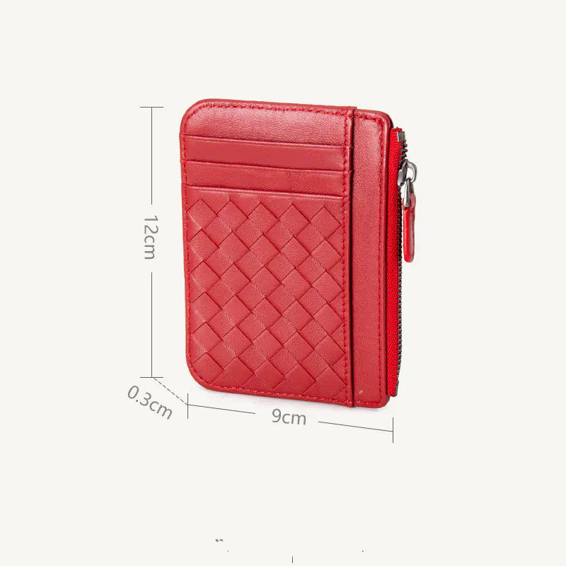 Ultra-Thin Woven Leather Card Holder for Ladies