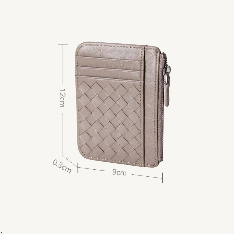 Ultra-Thin Woven Leather Card Holder for Ladies