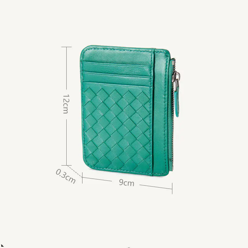 Ultra-Thin Woven Leather Card Holder for Ladies