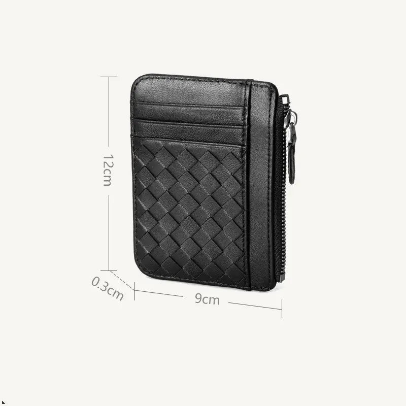 Ultra-Thin Woven Leather Card Holder for Ladies