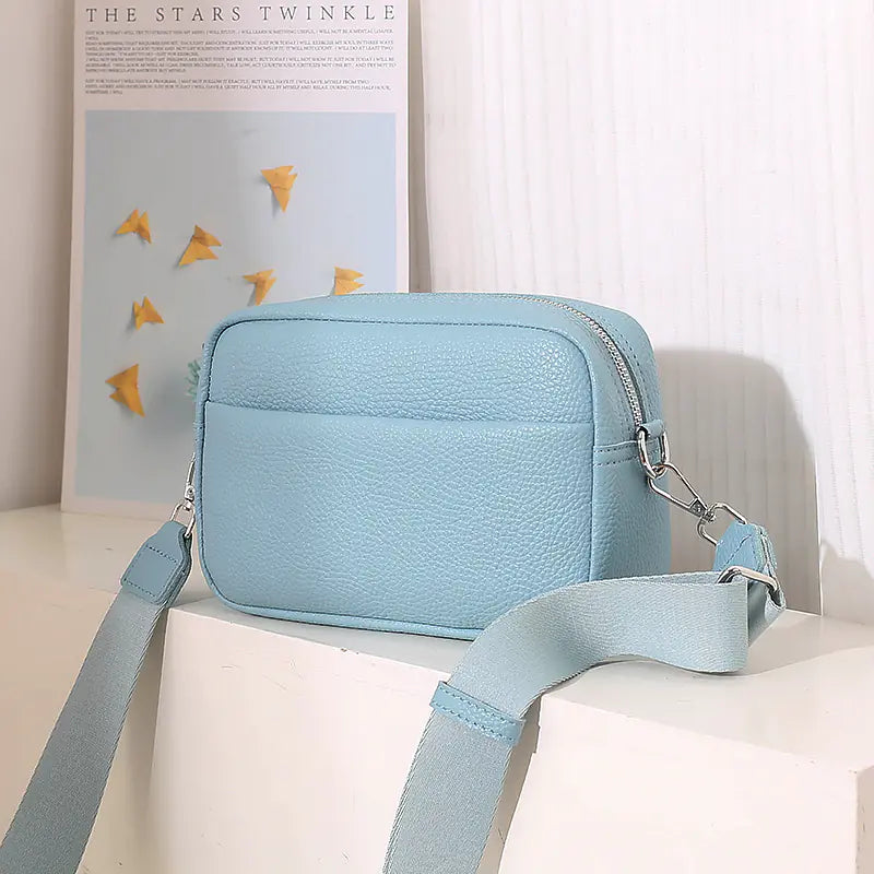 Solid Color Women's Messenger Bag with Wide Strap