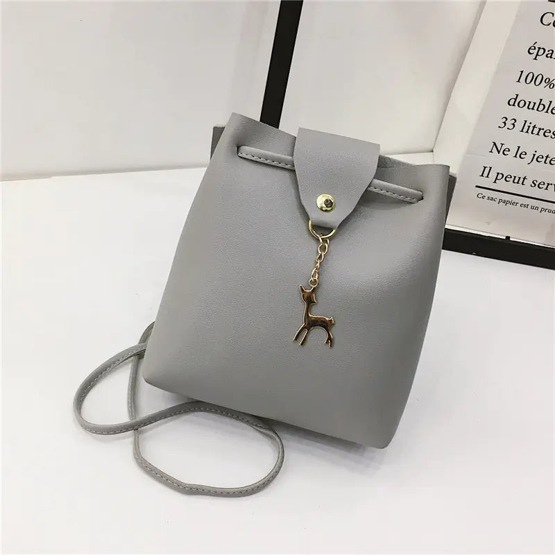 Vintage PU Bucket Bag - Trendy Shoulder Crossbody Bag
